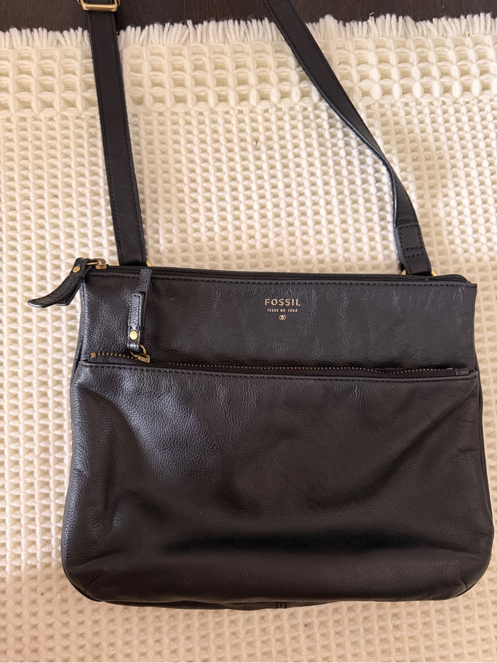 Fossil Tinsley Black Leather Crossbody Bag